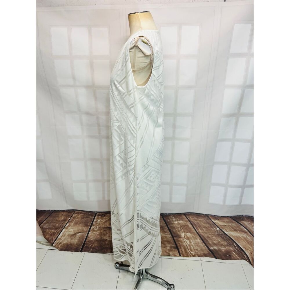 Chico's White Sleeveless Geometric Burnout Textured Maxi Dress Size 2 Large - Picture 6 of 9